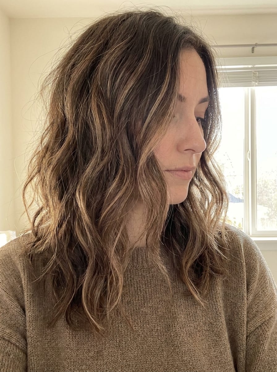 Balayage auf gewellten braunen Haaren - Balayage braune Haare